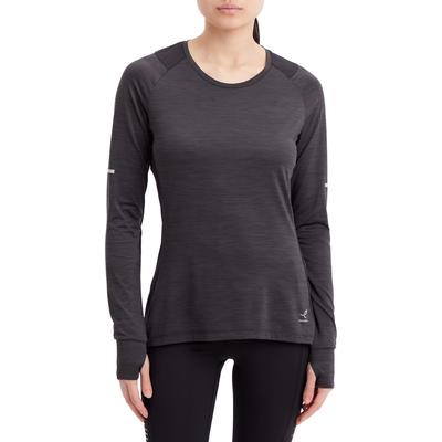 Laufshirt ENERGETICS "Da.-Langarmshirt Evii L/S W", Damen, Gr. XXL, schwarz (melange, schwarz, schwarz), Obermaterial: 92% Polyester, 8% Elasthan, normal, Rundhals, Shirts Laufshirt