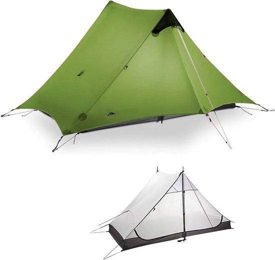 Zelt für 2 Personen - Ultraleichtes Zelt - Für Camping im Freien - Konstruktion ohne Gestänge - 220 x 110 cm - Grün