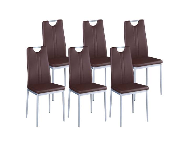 Esszimmerstuhl Leder IVO 6er Set braun