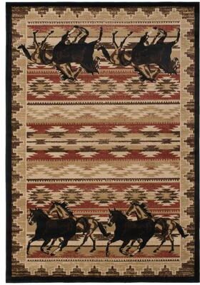 Mayberry Rug Lodge King Untamed Equestrian Horse Area Rug