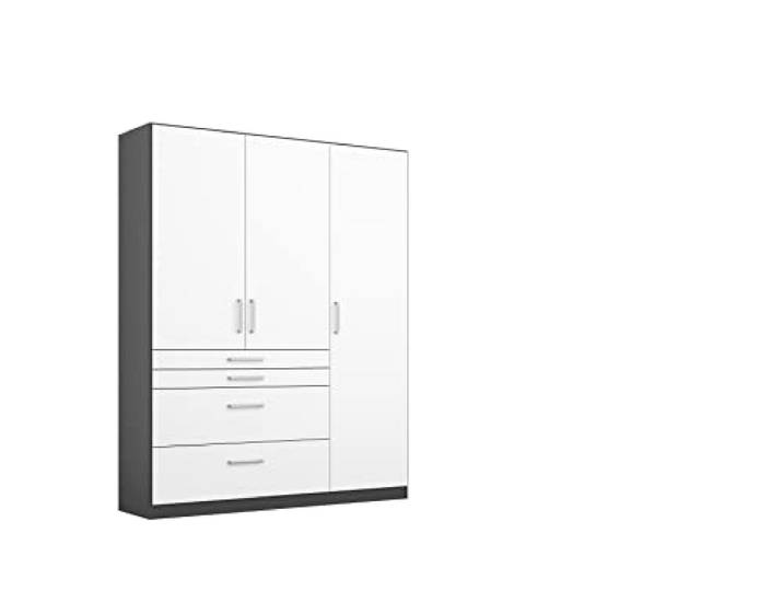 Rauch Möbel HARBURG, Kleiderschrank, Farbe Weiß/Grau metallic, Breite 136cm