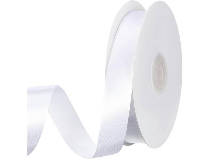 Dekoband 50 m Weiss 20 mm Satinband, Weiß, 2x0.1x5000 cm, Dekoration, Geschenkartikel