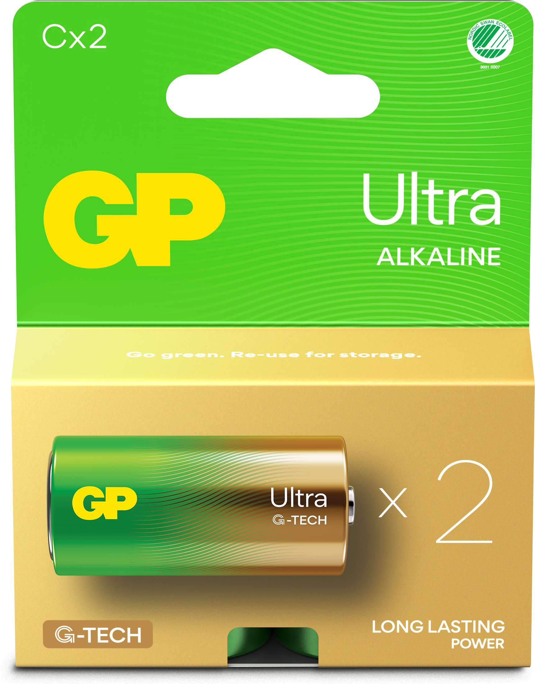 GP - Ultra Alkaline C Batteries, 14AU/LR14, 1.5V, 2-Pack