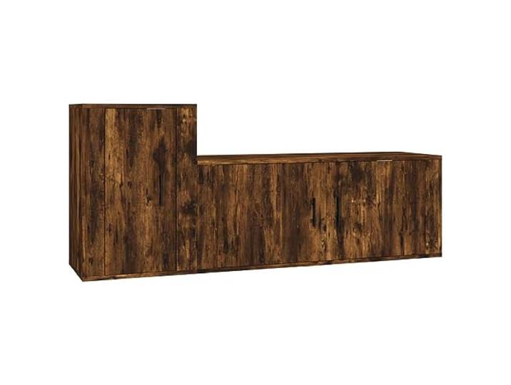 GKHPYURE TV-Möbel-Set, 2 Stück, Eiche Rauch, Holz, mehrschichtig Wanddesign, großer Stauraum, TV-Schrank 100 cm und 40 cm