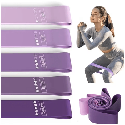 Resistance Loop Exercise Bands Set Of 5 Home Fitness Stretch And Strength Training Bands purples