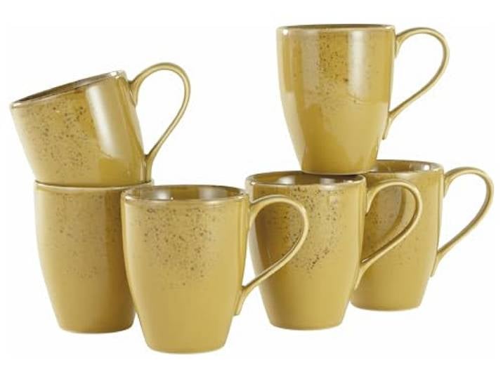 Creatable, 21979, Serie NATURE COLLECTION, Curry, 6-teiliges Geschirrset, Kaffeebecher aus Steinzeug, spülmaschinen-und mikrowellengeeignet, Qualitätsproduktion