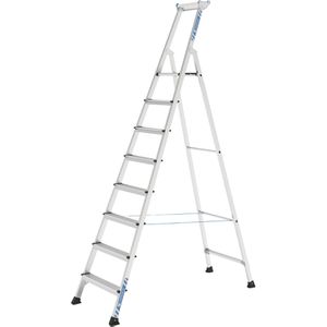 Zarges Stehleiter XLstep S, 41228, mit Plattform, aus eloxiertem Aluminium, bis 150kg, mit 8 Stufen