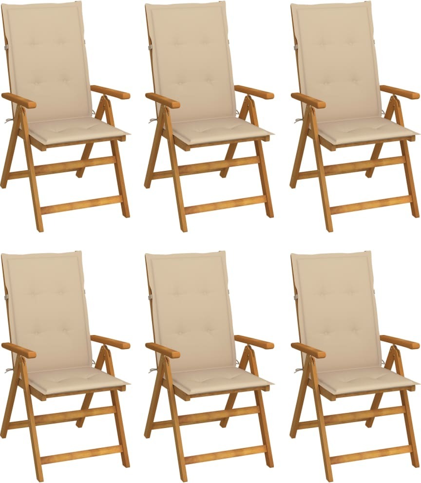Maison Exclusive - Klappstühle 6 Stk. mit Auflagen Massivholz Akazie