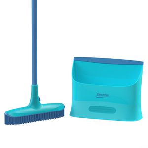 Spontex Kehrgarnitur Catch & Clean Set, mit Gummiborsten, Kunststoff-Schaufel & Besen mit langem Stiel