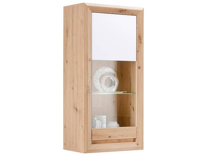Vitrine Kashmir B: 57 cm inkl. Beleuchtung, Eiche Dekor/Weiß