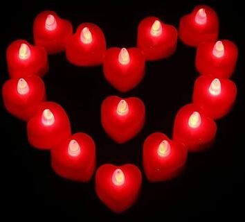 Uplift Treasures 24 Piece Heart Shaped LED Flameless Tea Light Candles red