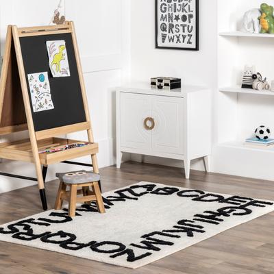 Nuloom Alphabet SpinClean Washable Round Rug