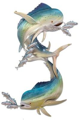 Copper Art Inc. Mahi Mahi Dance Fish Wall Sculpture Multi Cool , Multi Cool