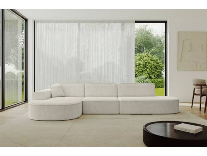 ALTDECOR Ecksofa in L-Form MARI-L2 328x171x79,5 - Creme