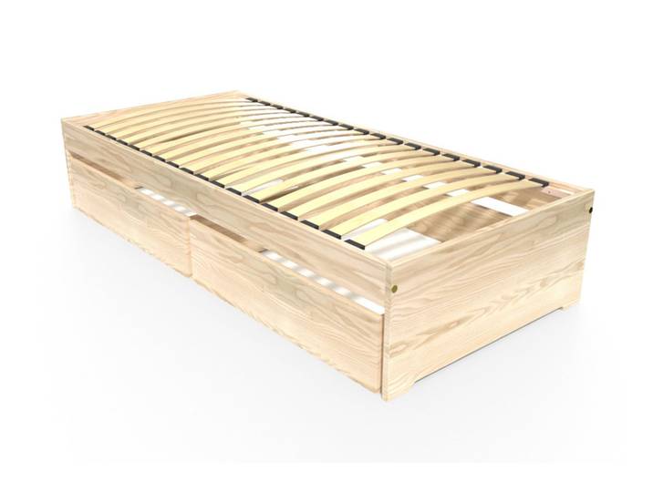 Lit 90x190 simple avec tiroirs de rangement Malo list: 90x190 90x190 Vernis Naturel
