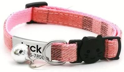 Uplift Essentials Personalized Plaid Breakaway Safety Cat Collar pink