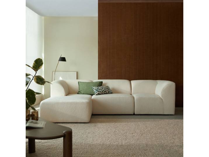 Vénus - Modulares 4-5 Sitzer-Sofa aus Ecru-Stoff - Beige
