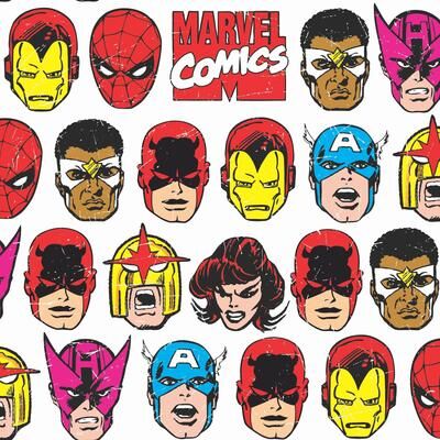 Marvel Comics Classic Faces Peel and Stick Wallpaper by RoomMates