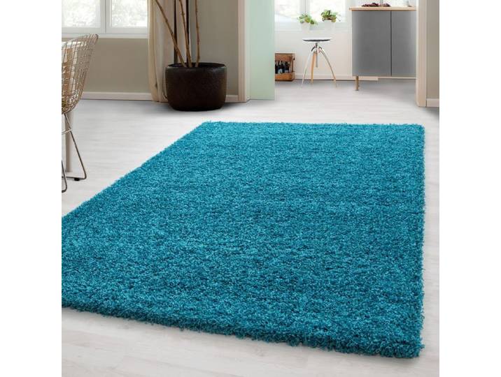 Carpetsale24 Uni Tapis de Salon Shaggy Uni Tapis Turquoise 200x290 cm Chambre Tapis Poil Long Moelleux et Doux