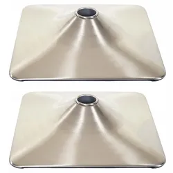 2er-Set Fußteller Fußplatte Fuß für Barhocker Barstuhl Drehstuhl Esszimmerstuhl, rechteckig Metall gebürstet Ø 37,5cm