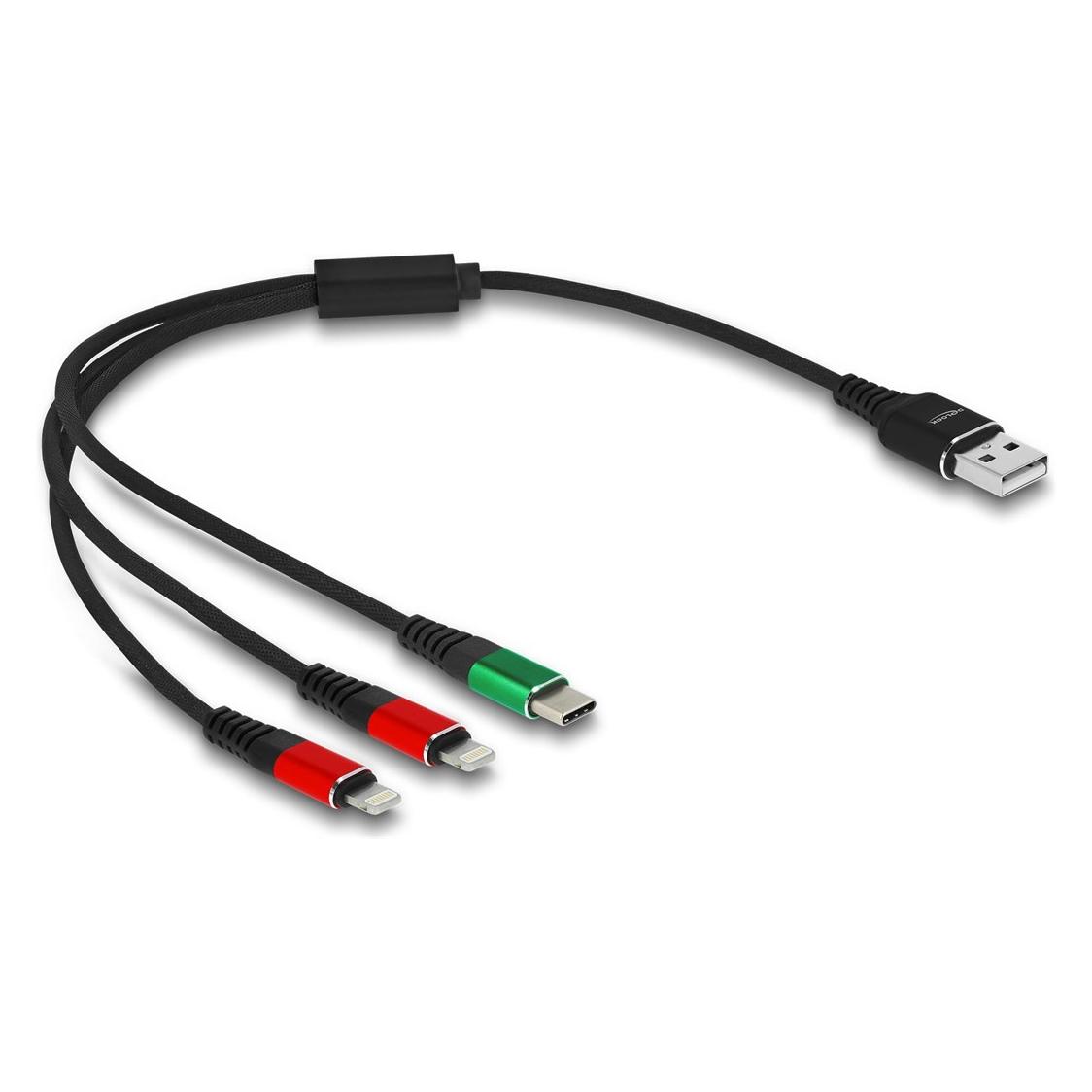 Delock USB-Ladekabel USB A - Lightning/USB C 0.3 m (0.30 m, USB 2.0) (87881)