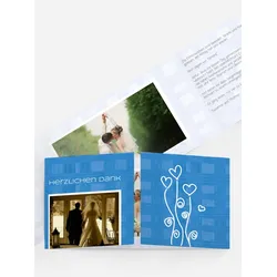 Dankeskarten Hochzeit selbst gestalten mit Spruch und Fotos im Onlinedesigner bei Meine-Kartenmanufaktur.de