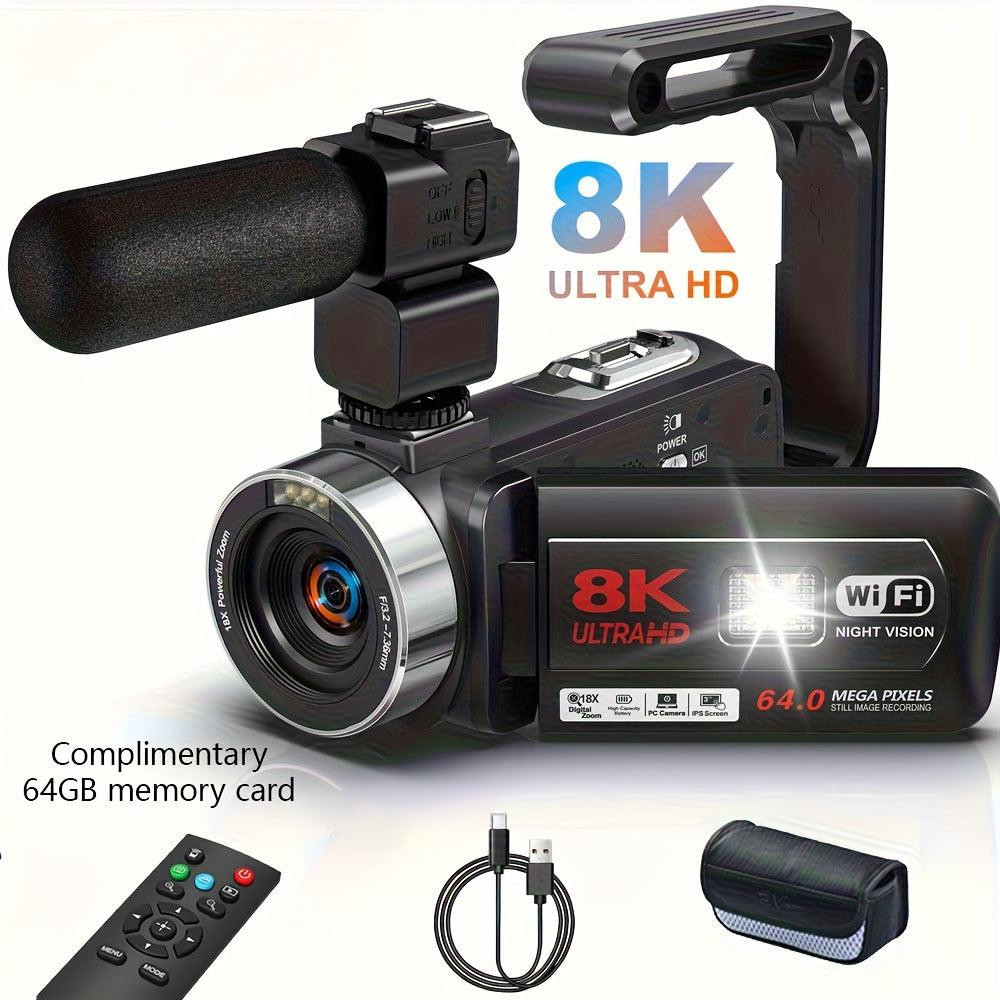 Selius 8K Videocamera - Digitale Camcorder en Vlogcamera met 64MP Fotoresolutie en Nachtmodus
