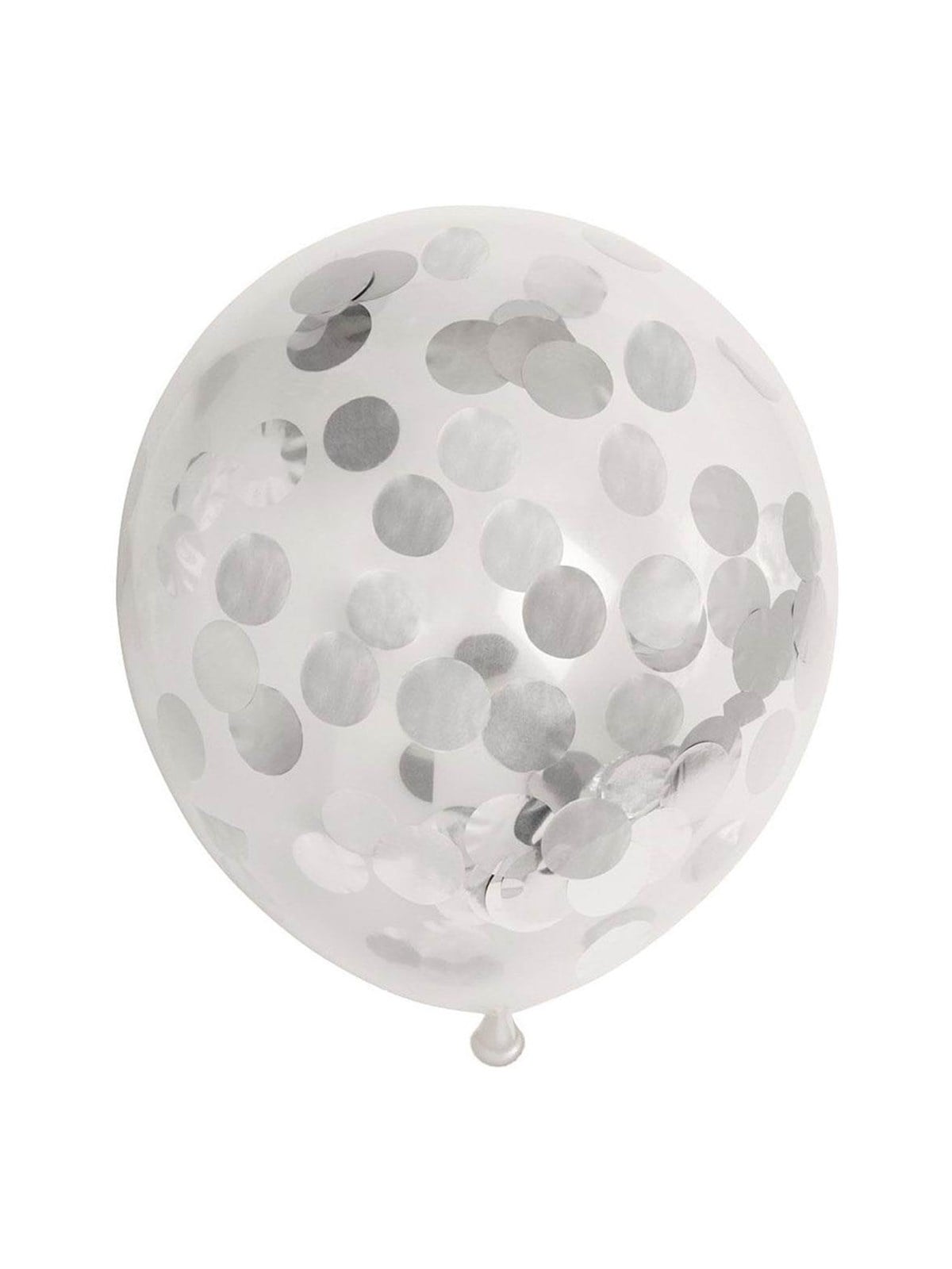 Globos Confetti Balloons Paper Confetti Metallic Silver 30cm 6pcs.