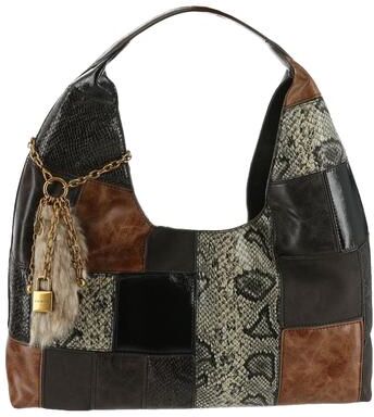 Steve Madden BAURAA Patchwork Hobo Handbags in Brown, Synthetic