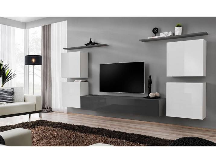 Xlmoebel Wohnwand Luxuriöse Holzmöbel Einrichtung mit Wandregal und Wandschrank, (7-St), Made in Europa