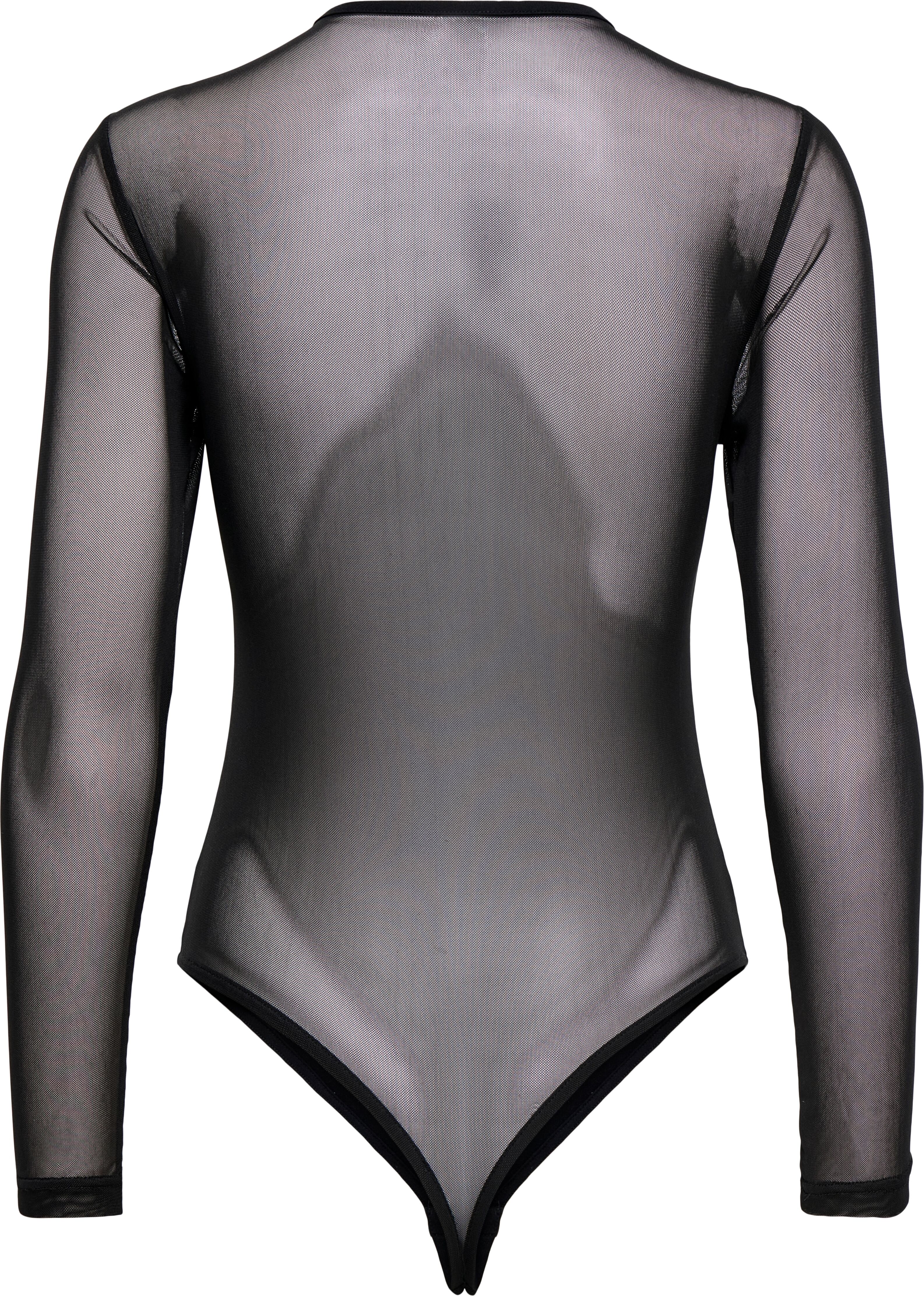 Langarmbody ONLY "ONLMEL L/S BODYSTOCKING CS JRS", Damen, Gr. XS, N-Gr, schwarz, Jersey, Obermaterial: 95% Baumwolle, 5% Elasthan, unifarben, Rundhals, Bodys Langarmbody, Baumwollmischung schwarz XS, N-Gr