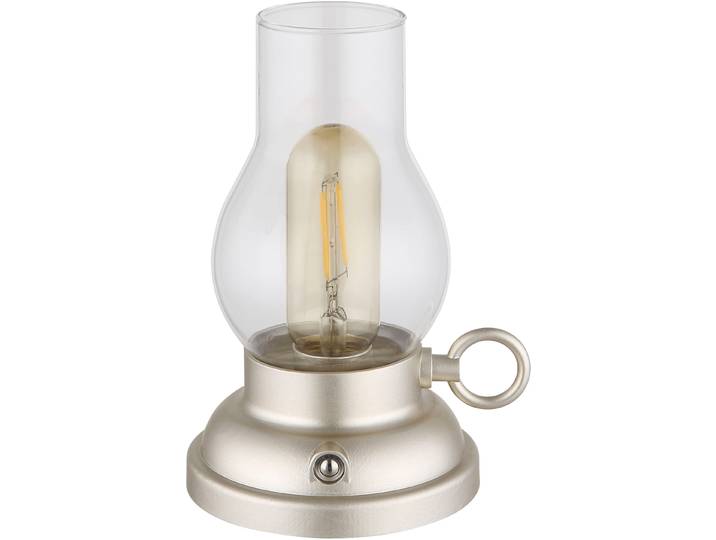 GLOBO LIGHTING LED Tischleuchte PETRO , beige (champagnerfarben matt), 1, 1 Stk., Leuchten, Akkutischleuchte, mobile Leuchte, Petroleumlampen-Design, LED Tischleuchte