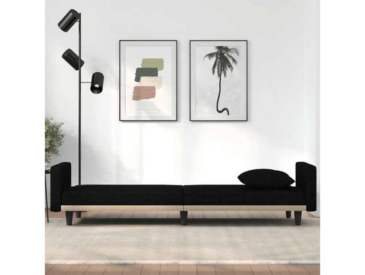 （Noir）Siège de Salon - Canapé-lit avec coussins noir tissu - Sofa-canapé hfs87537