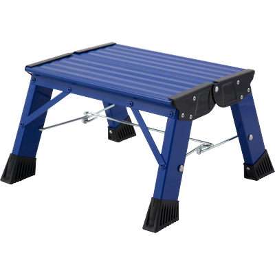 Trittleiter KRAUSE "Treppy Plusline blau", blau, B:24cm H:30cm L:39cm, Aluminium, Leitern, Aluminium, 1x1 Stufen, Arbeitshöhe ca. 220 cm