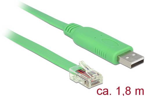 Delock USB-A zu RJ45 Adapterkabel USB 2.0 USB-A Stecker, RJ45 1.80m Grün 62960