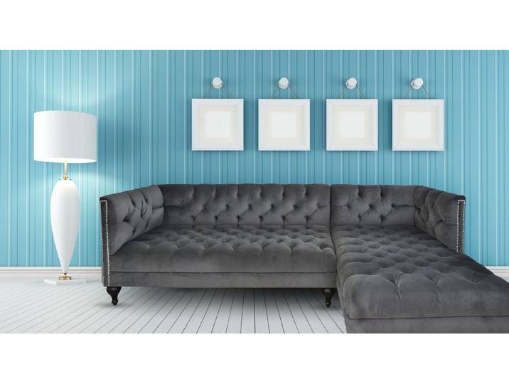 JVmoebel Ecksofa Stoffcouch in Samtvelours-Optik mit Wellenunterfederung, Made in Europa