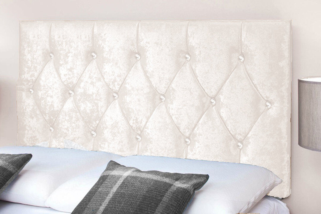 Fairmont Park Upholstered Velvet Headboard White Single
