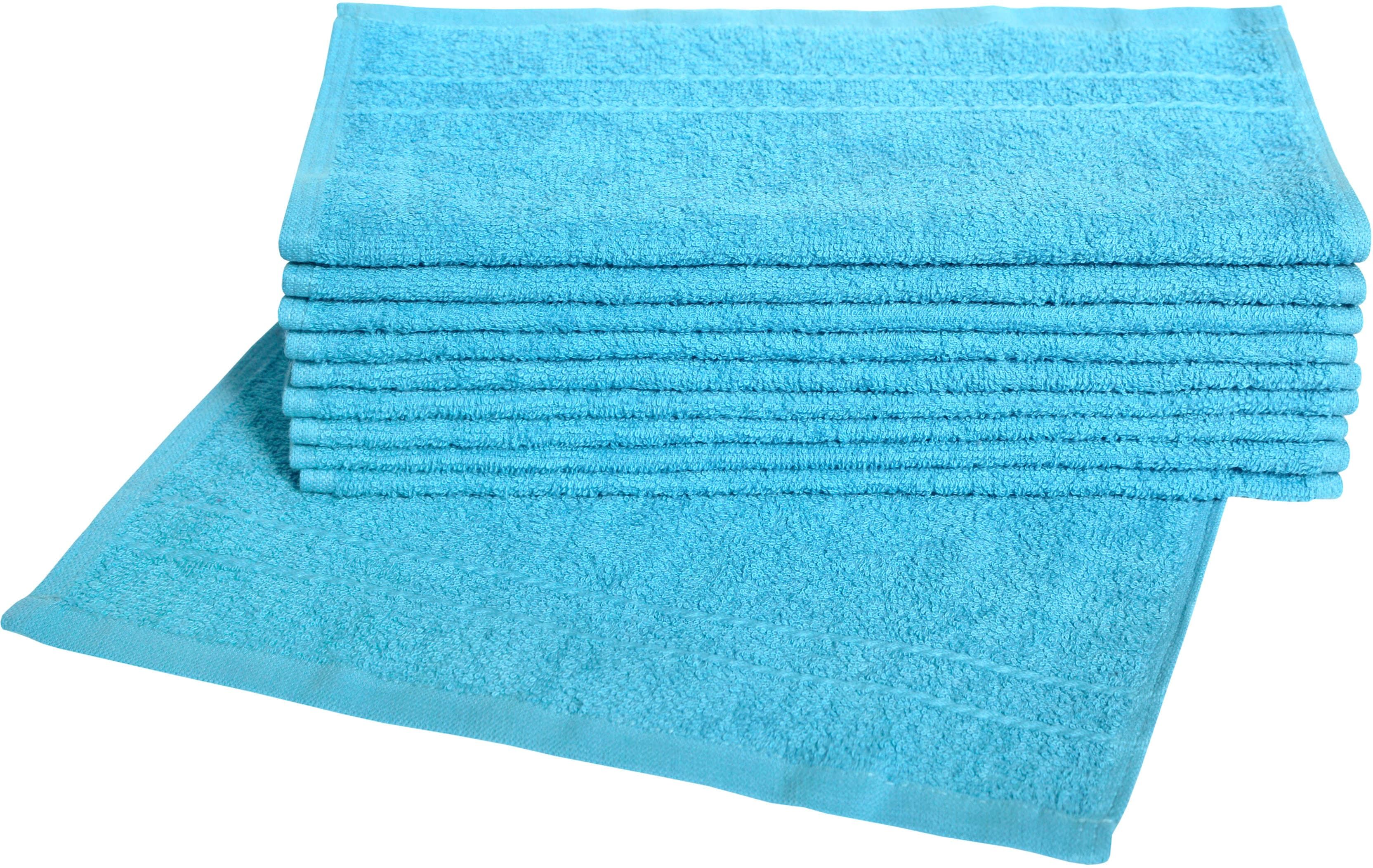 Waschlappen DYCKHOFF "Kristall", blau (türkis), B:30cm L:30cm, Frottier, Waschlappen, mit Bordüren