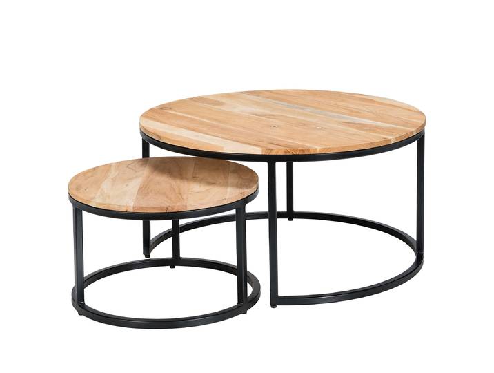 Couchtisch-Set DUBOCK 2-teilig Ø 80cm Braun/Akazie