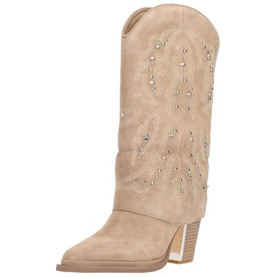 High-Heel-Stiefel ALMA EN PENA "ALMA EN PENA Stiefel Veloursleder", Damen, Gr. 40, beige, Veloursleder, Schuhe