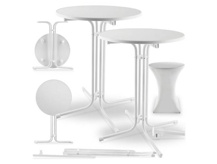 tectake Bistrotisch Stehtisch (2-St., 4 tlg), Stehtisch mit klappbarem Gestell für schnellen Auf- und Abbau