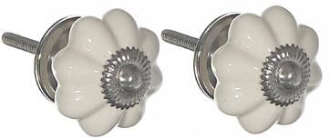 IH Casa Decor Decorative Scalloped Ceramic Knob Set Of 2 Ivory - Set of 2