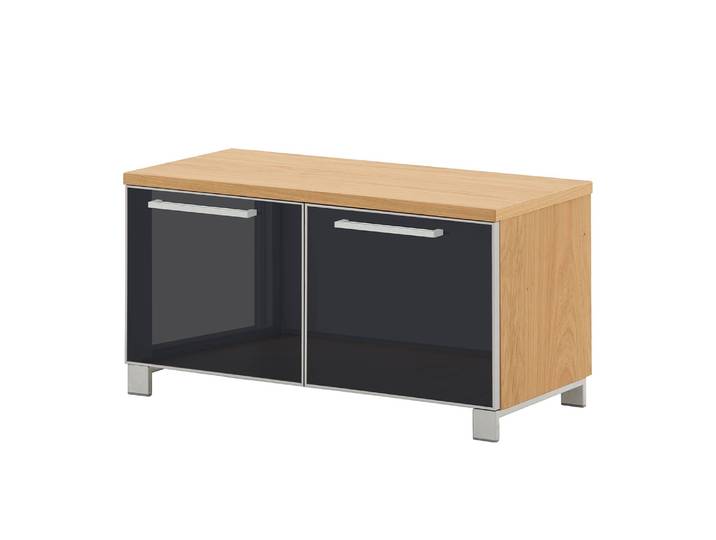 Garderobenbank 84 x 45 x 40cm Schwarz/Anthrazit/Eiche Bianco