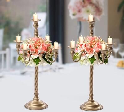 All Categories Goods Gold 5 Arm Candelabra Candle Holder Set For Wedding And Table Centerpieces Gold 5 Arm Candelabra Candle Holder Set For Wedding And Table Centerpieces