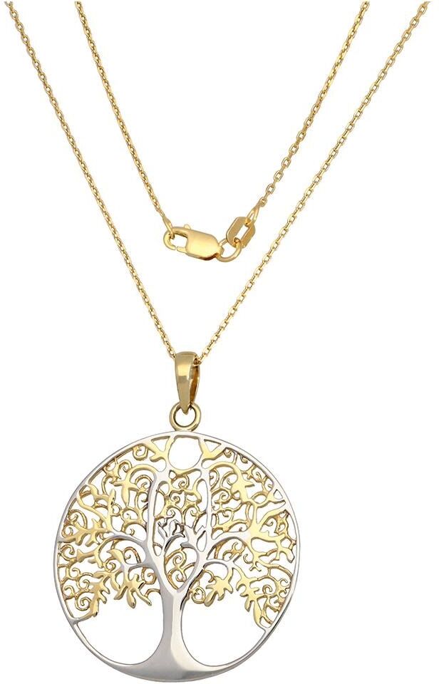 Kette mit Anhänger FIRETTI "Schmuck Geschenk Silber 925 Halsschmuck Halskette Ankerkette Baum", gold (silberfarben, gelbgoldfarben), Halsketten, Damen, Silber 925 (Sterlingsilber), L: 45, Kette mit Anhänger