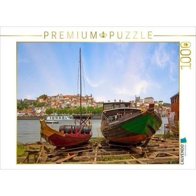 CALVENDO Puzzle Rabelo-Boote am Flussufer von Vila Nova de Gaia | 1000 Teile Lege-Größe 64x48cm Foto-Puzzle für glückliche Stunden, von , Calvendo