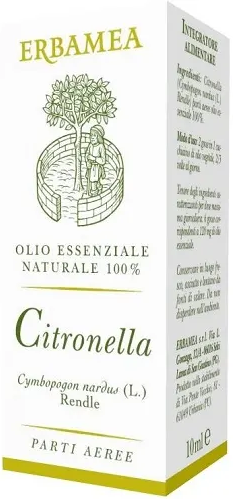 ERBAMEA Srl Citronella Olio Essenziale 10 ml - Repellente Naturale per Zanzare e Insetti