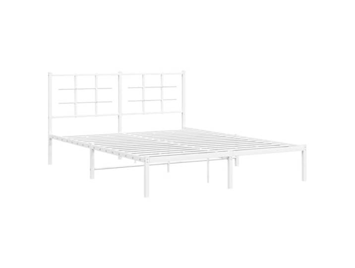 KTHLBRH Bettgestell mit Kopfteil weiß 160 x 200 cm Bettgestell aus Stahl, Lattenrost inklusive, Stauraum unten, Rückenunterstützung