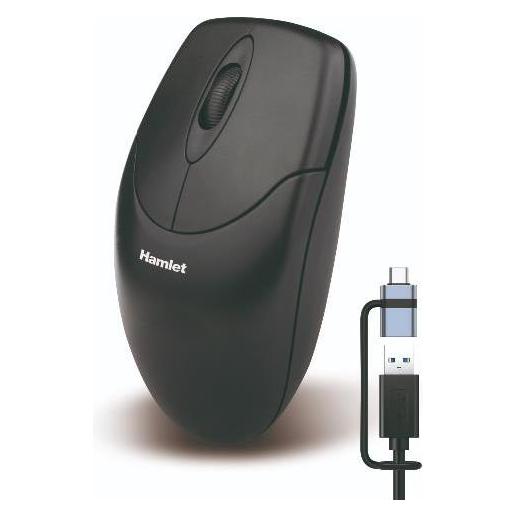 Hamlet XMICEU2-CX MOUSE OTTICO USB-A + USB-C 1000dpi + 3 TASTI SCROLL (XMICEU2-CX) (Kabelgebunden) (XMICEU2-CX)