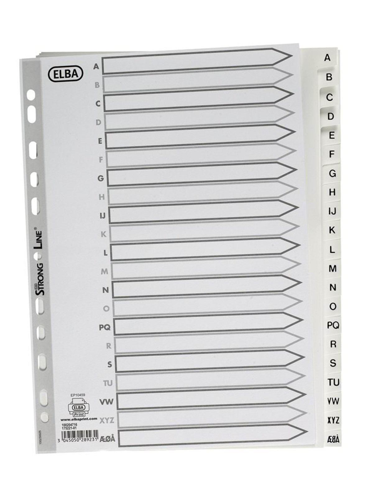 Oxford Strong-LineIndex A4 White Pp A-Å (Danish Alphabet) White